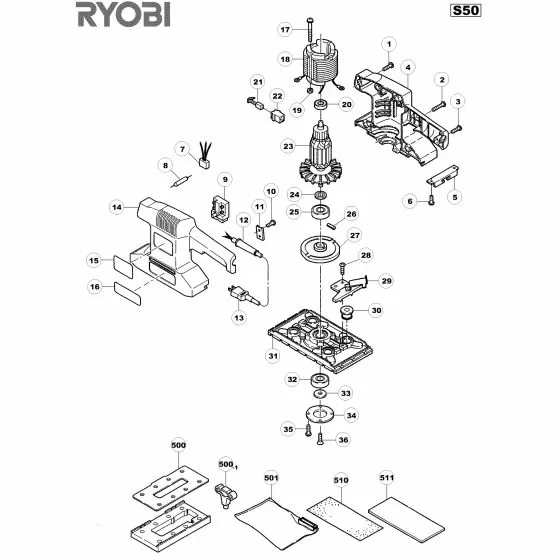 Ryobi S45 Spare Parts List Type: 1000018789